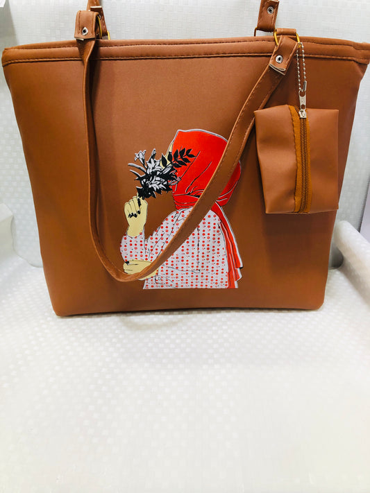 Womens Shoulder Bag with Artist Design >Brown