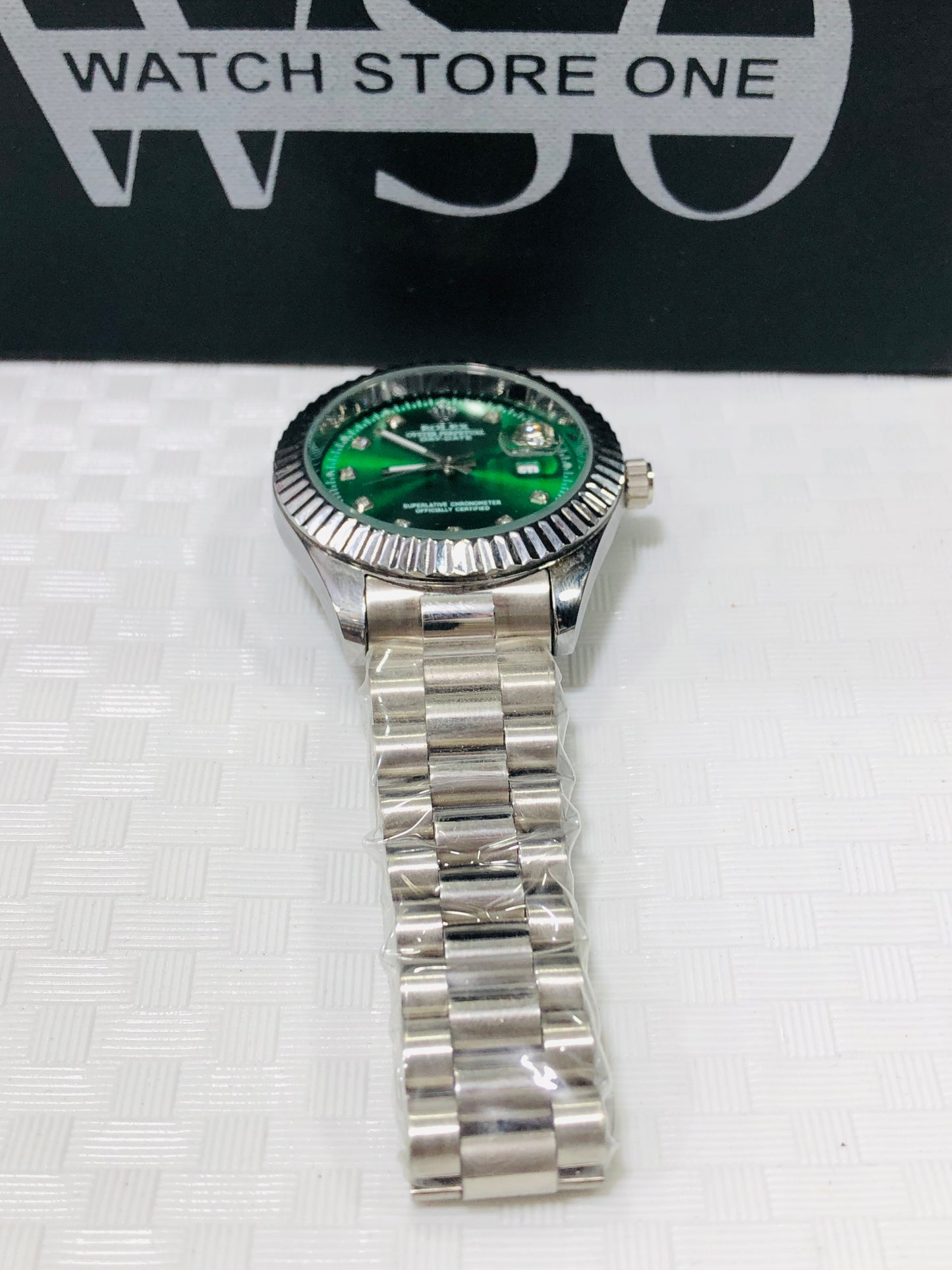 Rlx Date Just Quartz >Silver Green