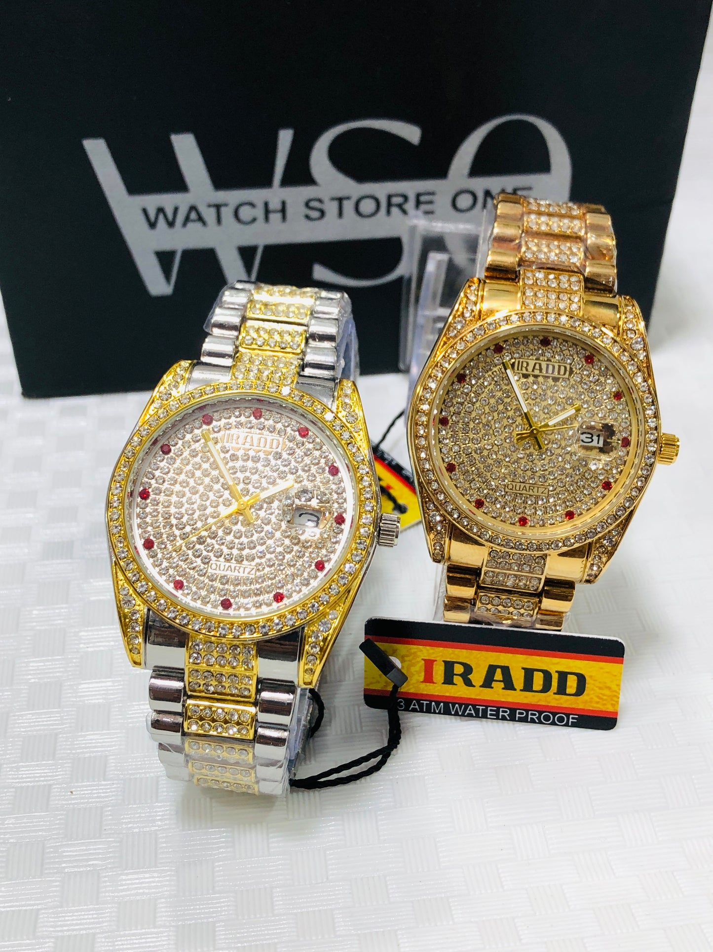 Luxury Tow Tone Iced-Out Men’s Wrist Watch – Fully Diamond-Styled Quartz Timepiece 💯% water proof