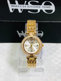 Women premium diamond gold white watch
