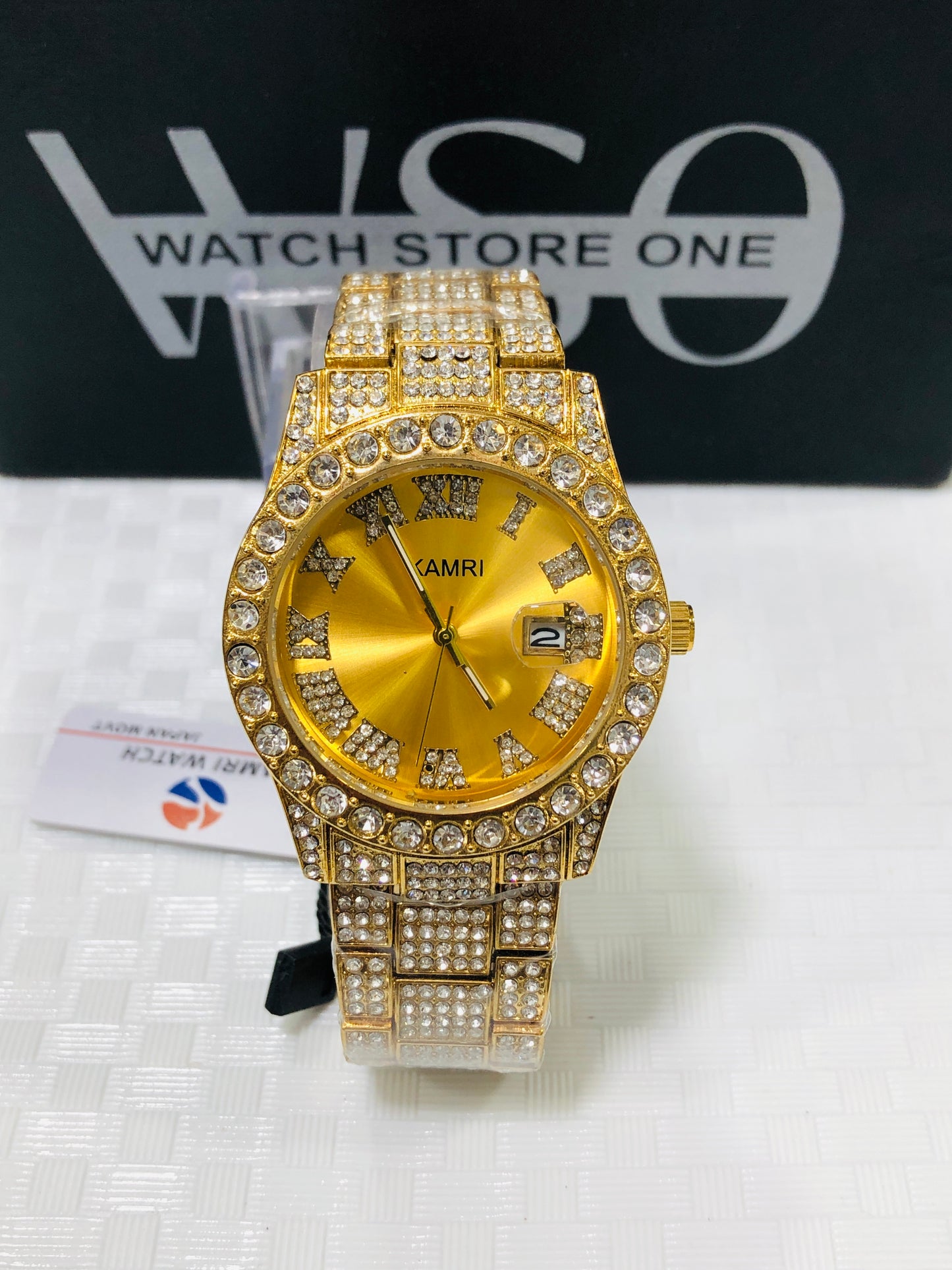 FULL DIAMOND ARABIC WATCH >Gold
