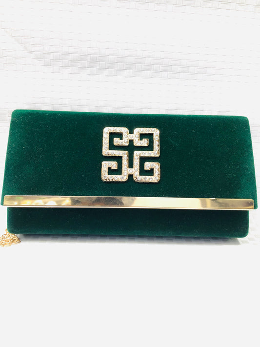Velvet Hande clutch >Green