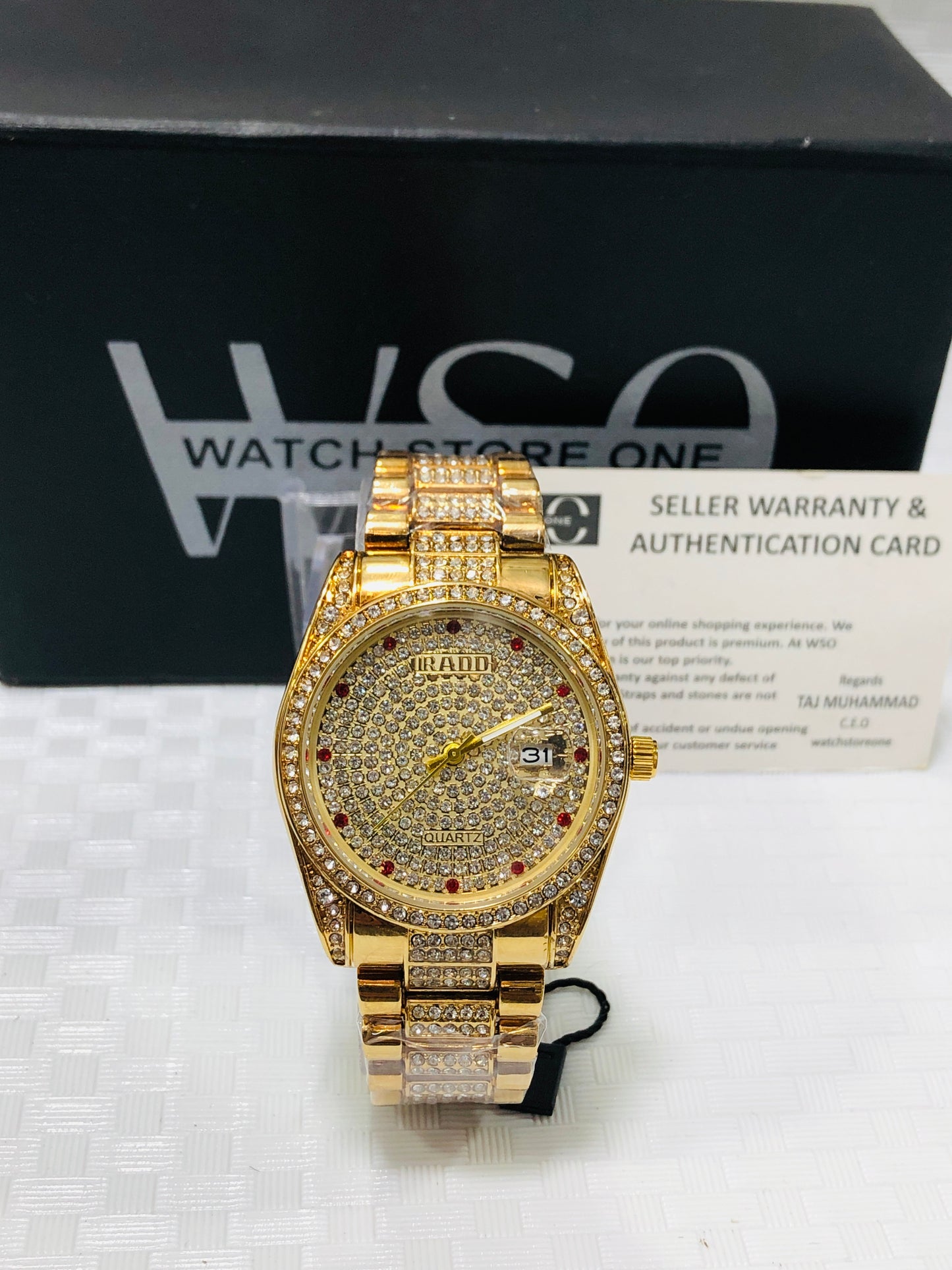 Luxury Tow Tone Iced-Out Men’s Wrist Watch – Fully Diamond-Styled Quartz Timepiece 💯% water proof