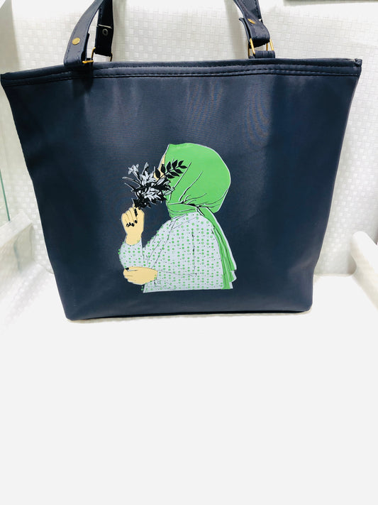 Womens Shoulder Bag with Artist Design>Blue