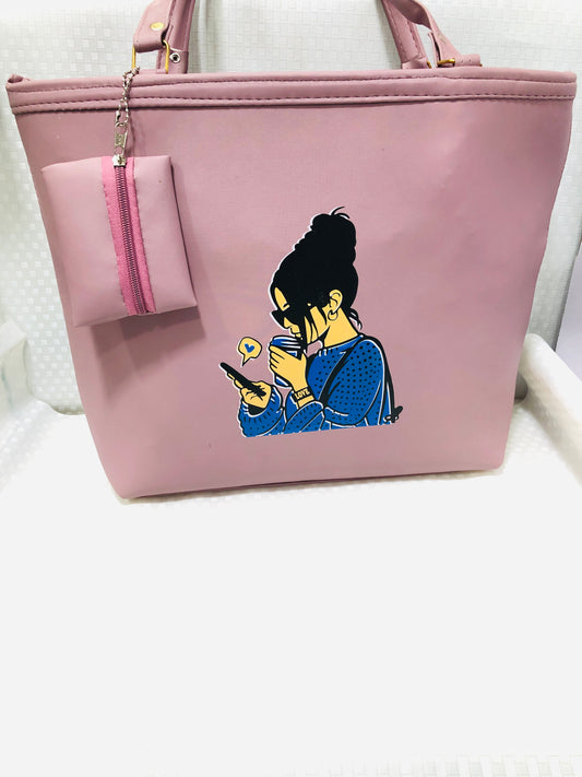 Womens Shoulder Bag with Artist Design >TPink